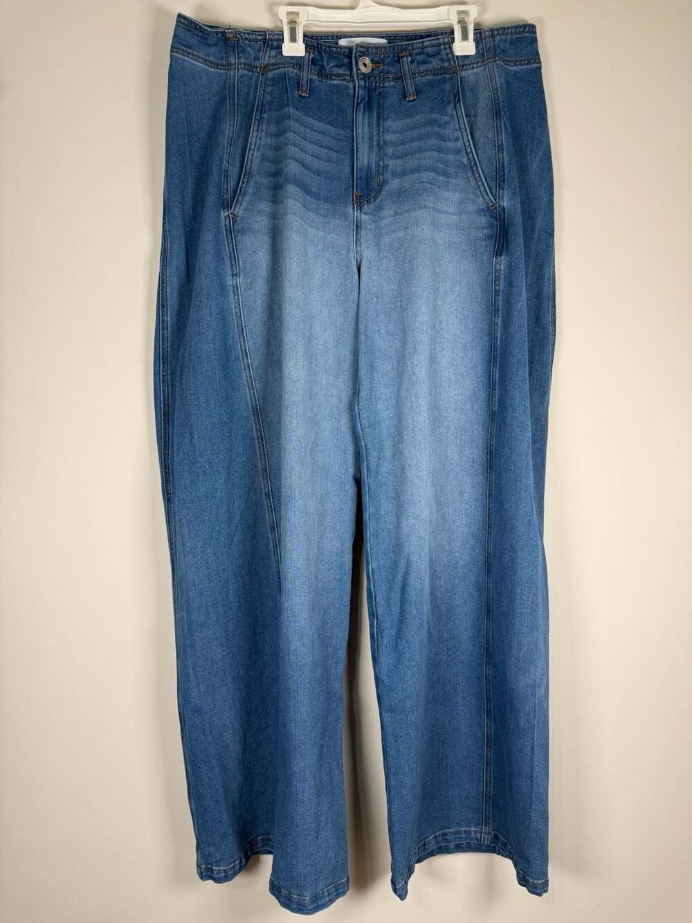 Fashion Nova Ayanna Seamed Wide Leg Jeans Medium Wash Size 14 Casual Western